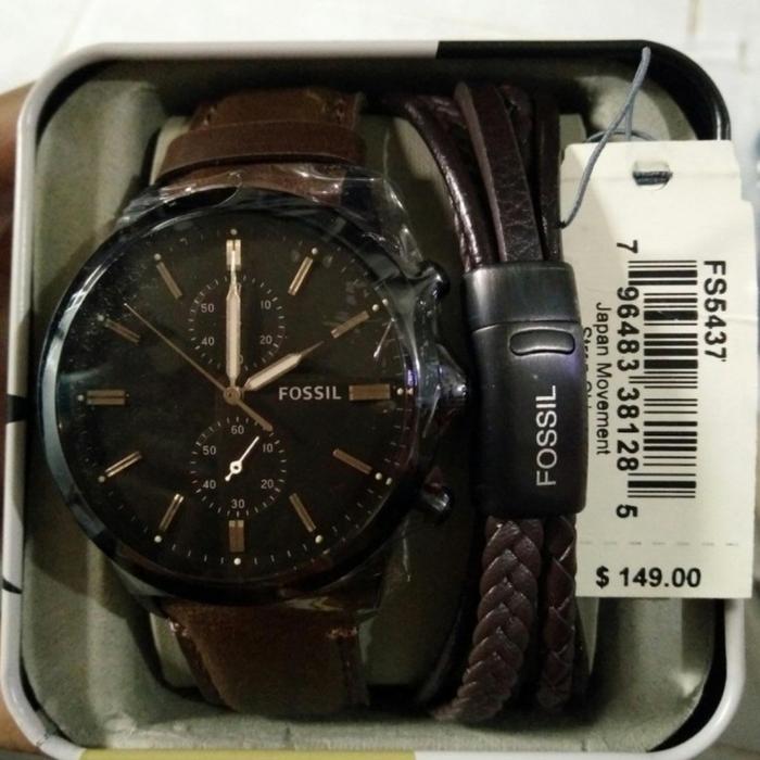 Jam Tangan Pria FS5437 5437 Giftset Kulit Stainless Watches