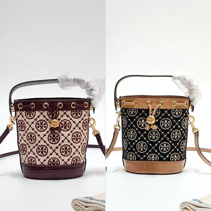 TB T monogram Chenille Mini Bucket Bag