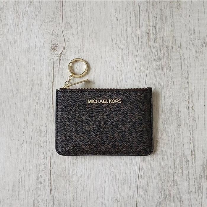 dompet wanita mk small tz coin pouch id brown ej