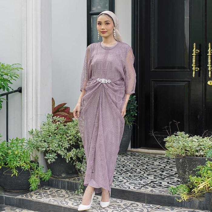Miss Nomi Aycel Kaftan Wanita Cantik Bahan Brukat Kombinasi Satin Allsize