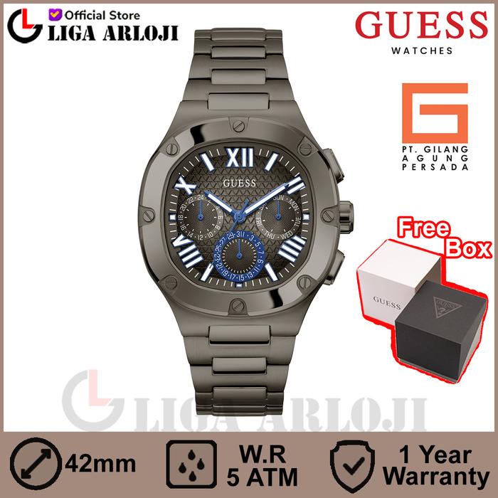 GUESS GW0572G5 Original HEADLINE Jam Tangan Pria Analog Black Blue