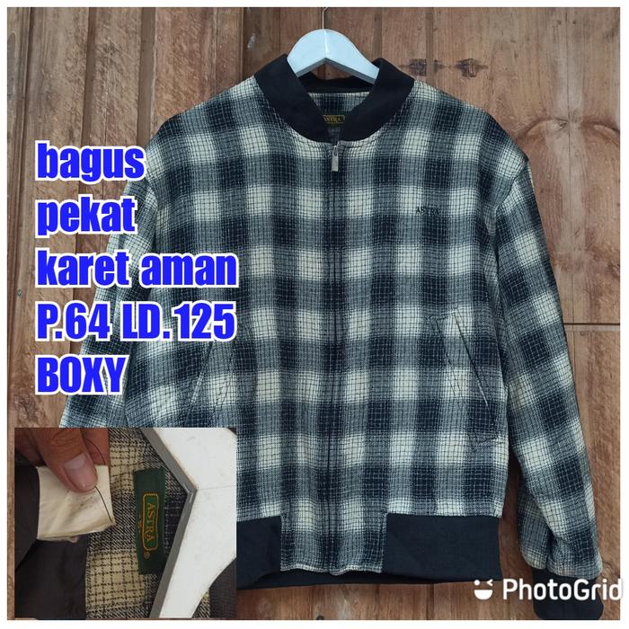 jaket work kerja casual vintage bomber tartan veterano astra