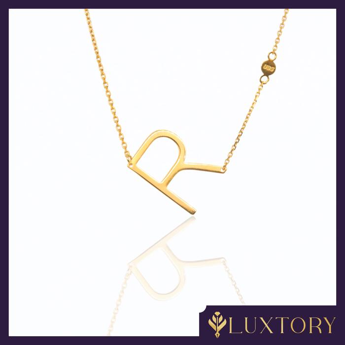 Kalung Emas Huruf "R" Permata 8K