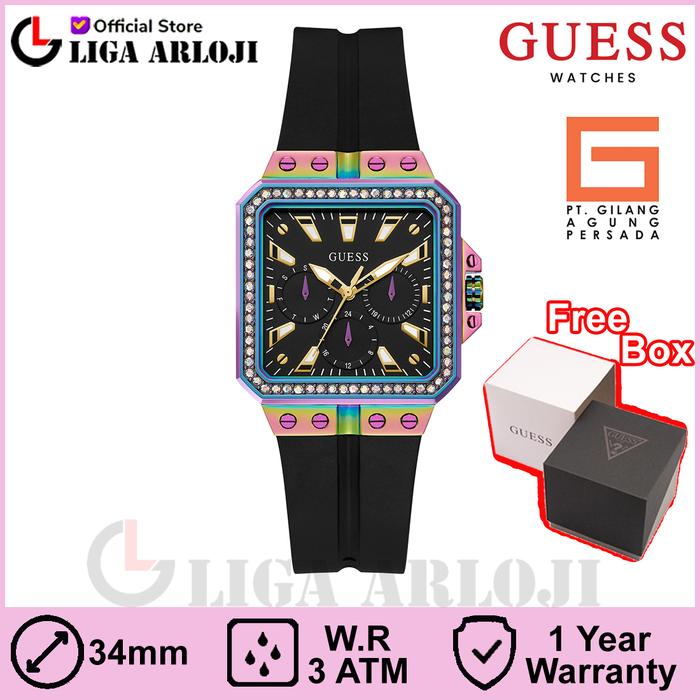 GUESS GW0618L3 LIBRA Jam Tangan Wanita Analog Rubber Rainbow Original