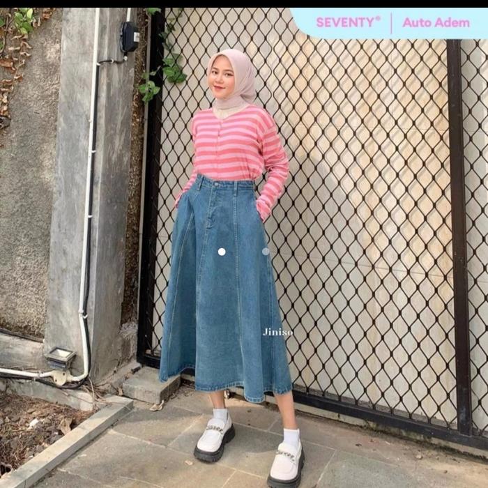 JINISO - Highwaist Rok A-Line Jeans Panjang 903 SEVENTY preloved