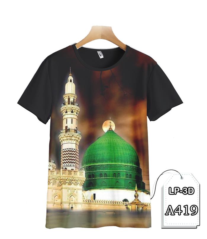 Kaos MASJID NABAWI Kaos Muslim Gambar MASJID Printing 3D #LP3D-A419