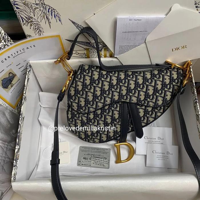 nego preloved rec 2022 christian dior saddle bag with strap blue obliq