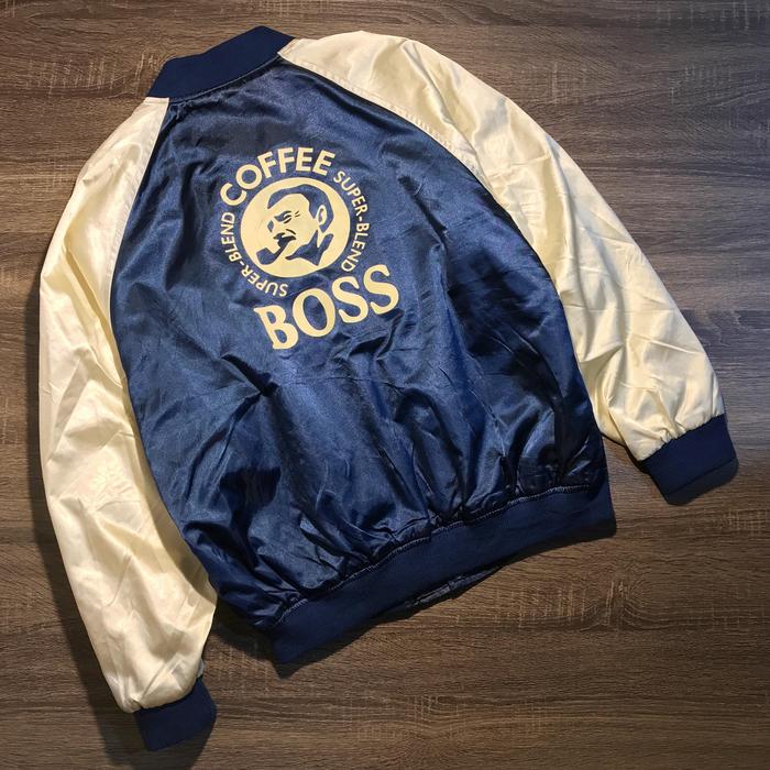 L/XL Vintage SUNTORY BOSS COFFEE Japan Original Jaket Varsity Baseball