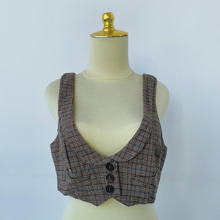 Forever21 Heritage 1981 rompi croptop kotak-kotak preloved