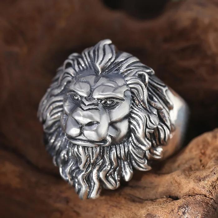 Cincin Elegan Desain Kepala Singa Jantan (Adjustable)
