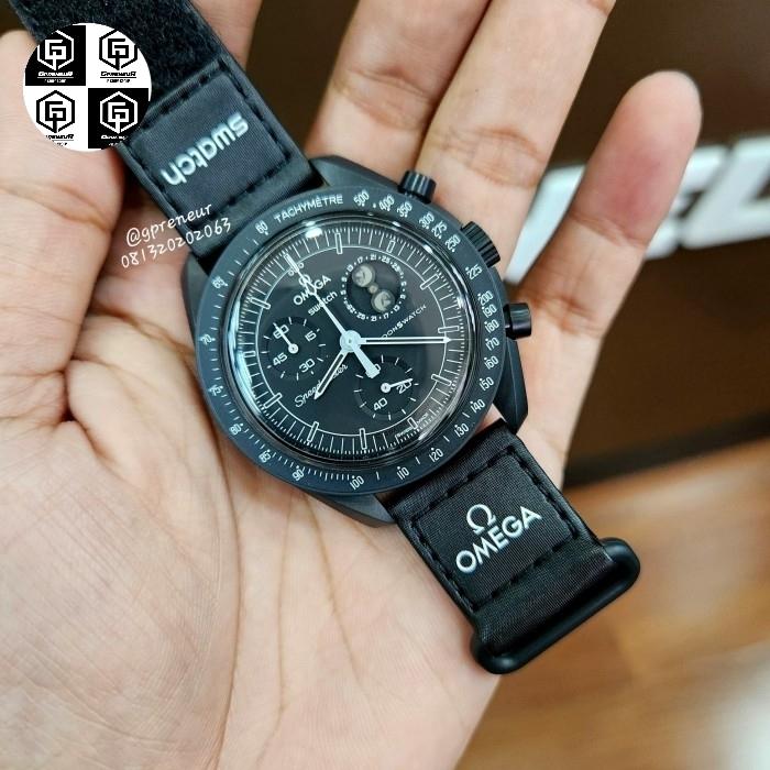 Omega Swatch Moonphase Black Snoopy