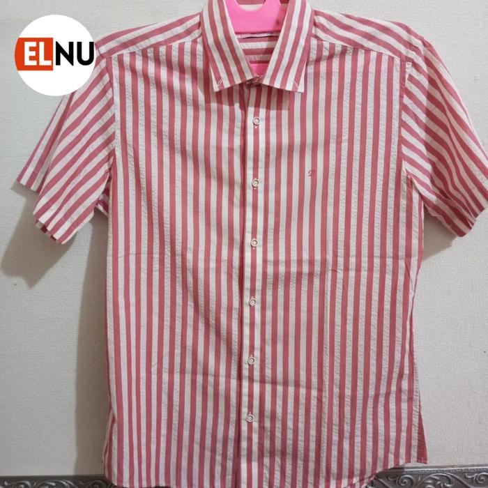 Kemeja Fashion / Kerja Garis Merah untuk Pria. Merk St. Dupont Classic
