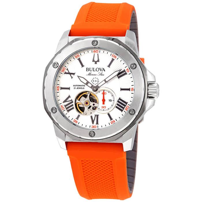 jam tangan Bulova Marine Star Automatic Silver Dial Men's Watch 98A226