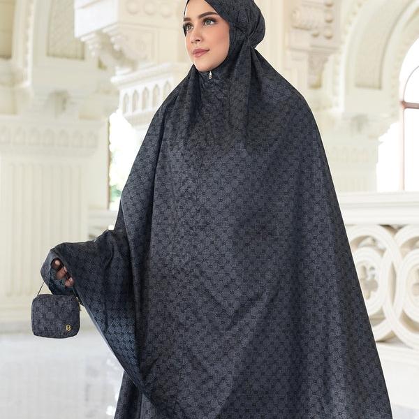 Mukena BUTTONSCARVES Monogram Mini Capsule Prayer Robe - Black