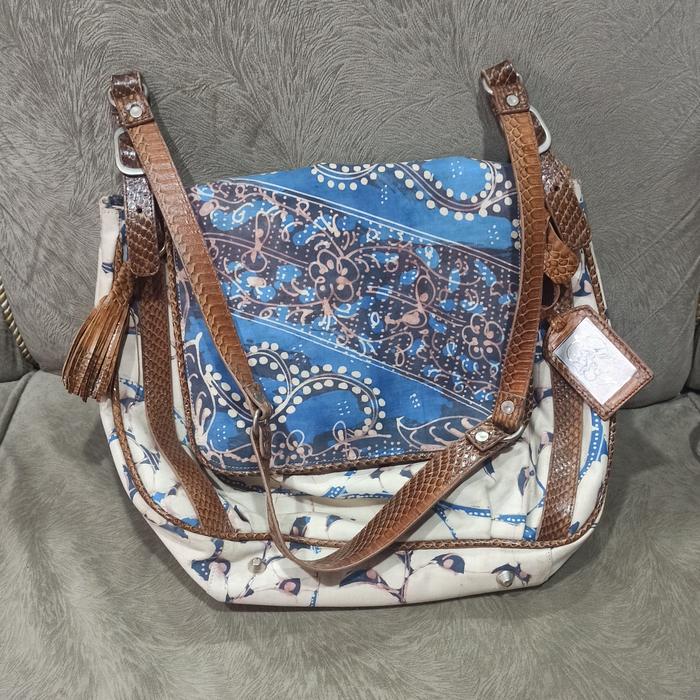 Tas Batik Tulis burung Vintage rare langka Leather Ori Preloved  70cm