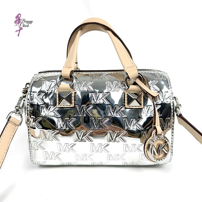 MK Grayson Small Duffle Crossbody Bag Silver