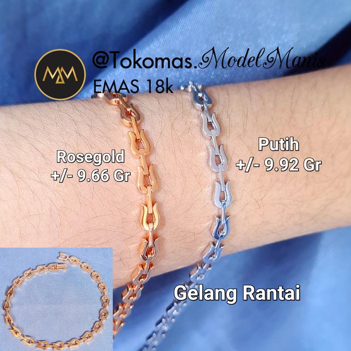 Gelang Rantai Italy emas Putih Rosegold 750 kadar 18k