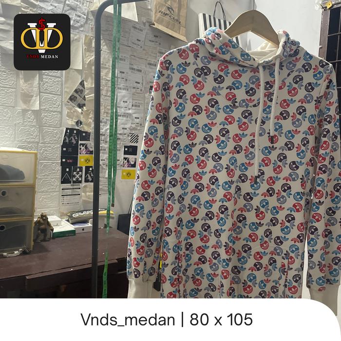 Vtg Hoodie Adidas 3 foil full print size XL LD 80 x 105