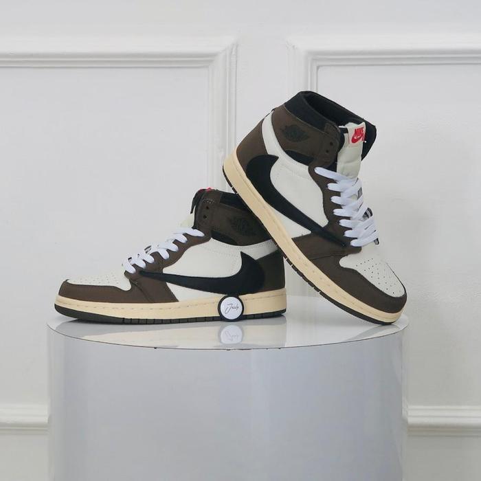Sepatu AJ 1 x Travis Scott Dark Mocha High | Sneakers Wanita Pria