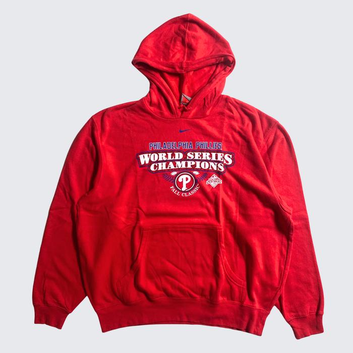 2008 Philadelphia Phillies MLB World Champion Series Nike Team Center Red Hoodie - Unisex - L