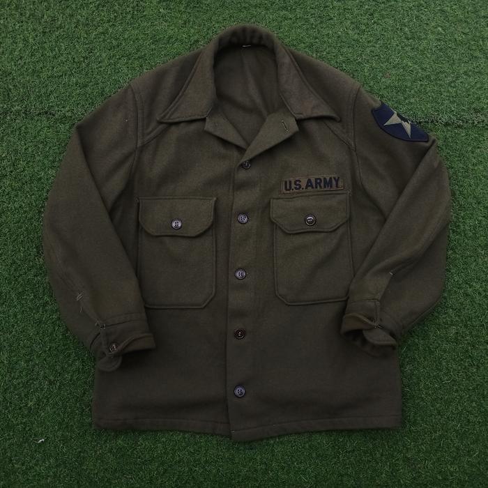 Kemeja Vintage 1970s US Army OG-108 Wool Field Shirt Military Small