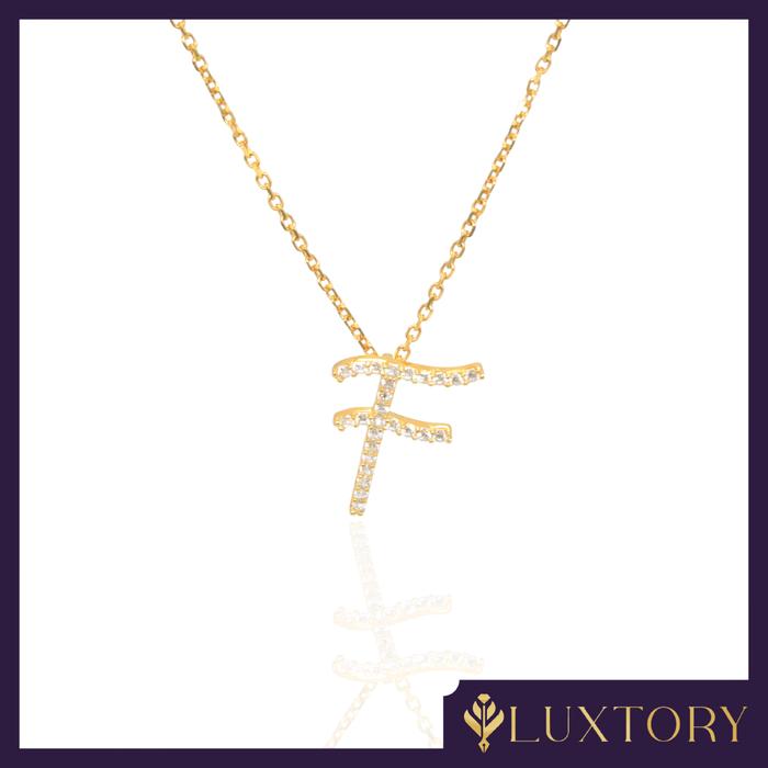 Kalung Emas Huruf "F" Permata 17K