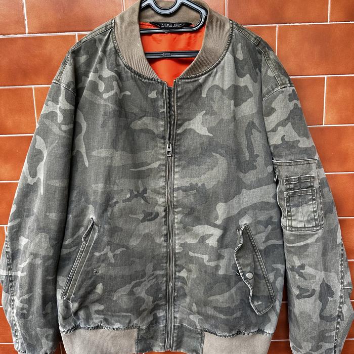 zara jacket bomber army washed