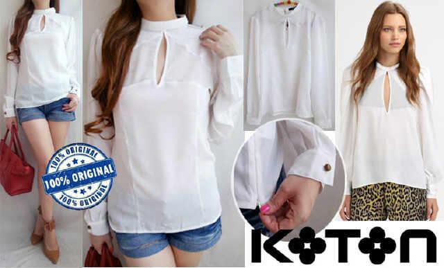 KOTON Keyhole White Blouse