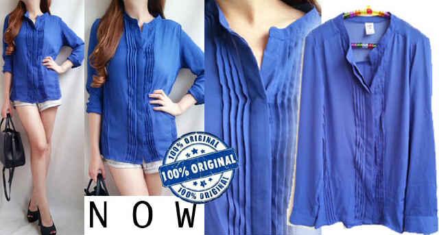 NOW Royal Blue Pleated Blouse