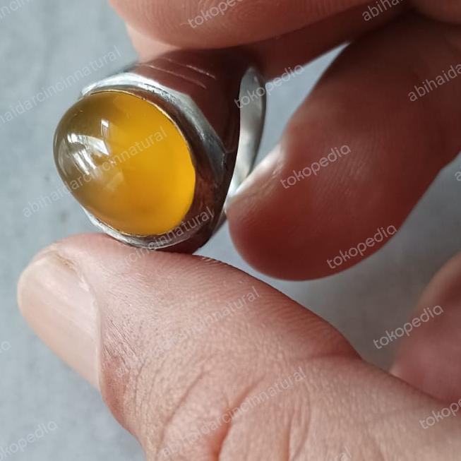 cincin batu akik natural cempaka giwang emban monel ukuran 7