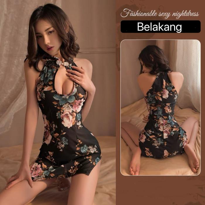 lingerie sexy wanita big size baju tidur seksi tema china cheongsam qipao