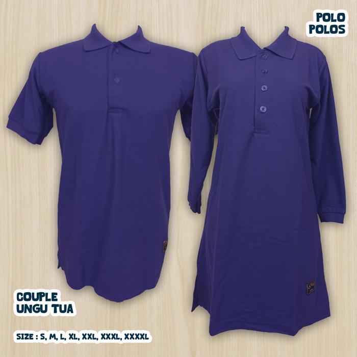 S-XXXL Kaos Polo Couple Ungu Tua Tunik Muslimah Seragam KeluargaKantor/Olahraga/Outbond/Santai