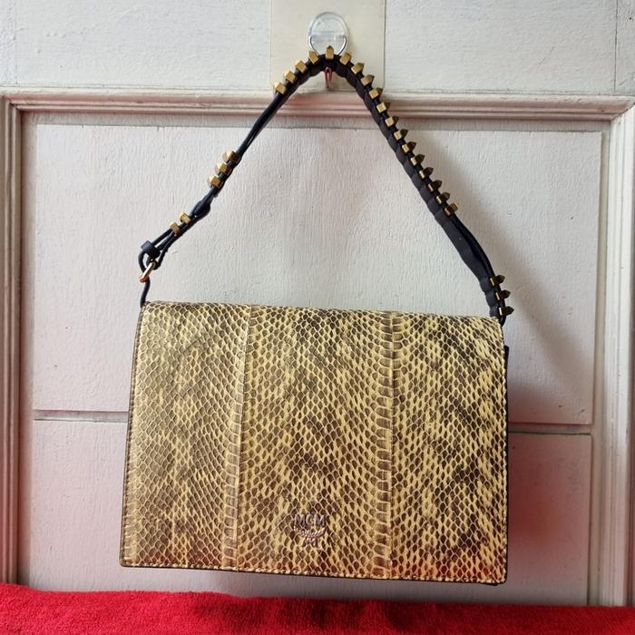 TAS PESTA TOP HANDEL MCM WANITA KULIT ASLI SECOND BRANDED IMPORT