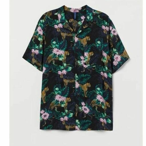 Kemeja Pria Resort Leopard Print Viscose Rayon - Kemeja Pantai HM001