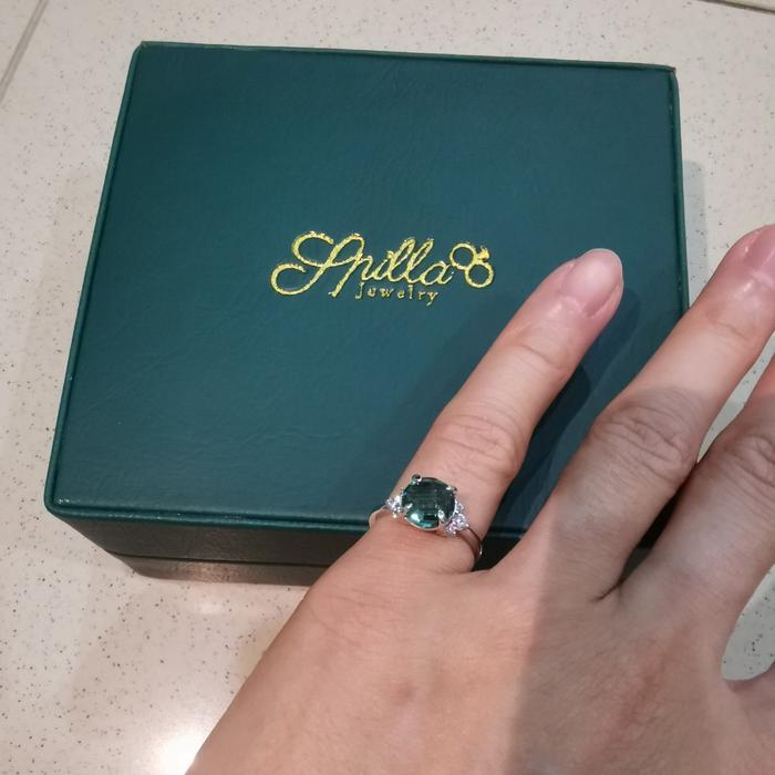 Cincin Spilla Ring Emily Series Green Quartz Gemstone Jewelry