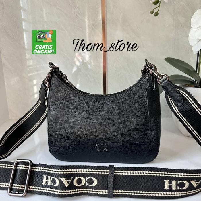 TAS CH CJ842 SLING BAG HOBO CROSSBODY BAG SIGNATURE CANVAS BLACK
