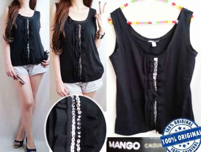 Mango Sequin Black Tank