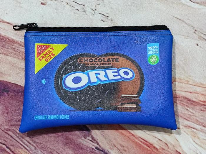 Dompet Motif Jajan Oreo Coklat / Pouch Kulit Custom Full Printing / Dompet Snack