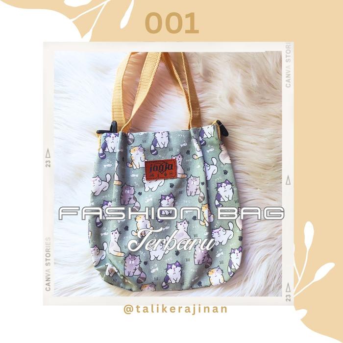 Tas Handle vintage kanvas motif unik TAS SELEMPANG MALIOBORO JOGJA
