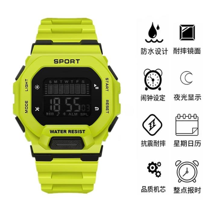 Jam tangan sport digital keren strap hijau stabilo gbd200 pria wanita