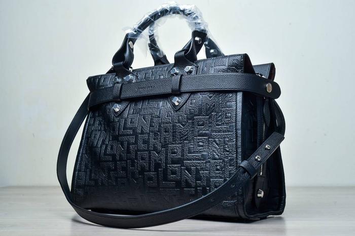 LONGCHAMP LA VOYAGEUSE CUIR LEATHER LGP NOIR MEDIUM  (sz : 36/35x26x15 cm)