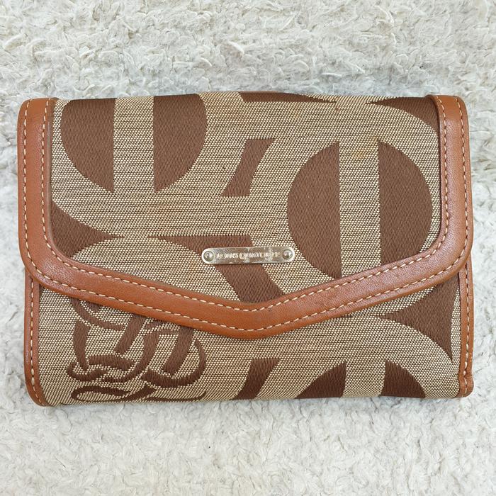 Dompet Lipat Pendek Louis Quatorze Kanvas Mix Kulit Asli Wanita