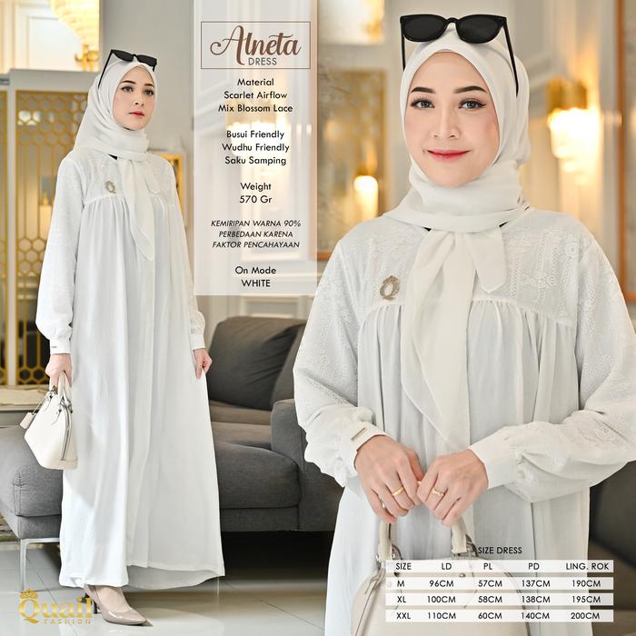 Dress Wanita Muslim Gamis Airflow ALNETA Original Quail Hijab