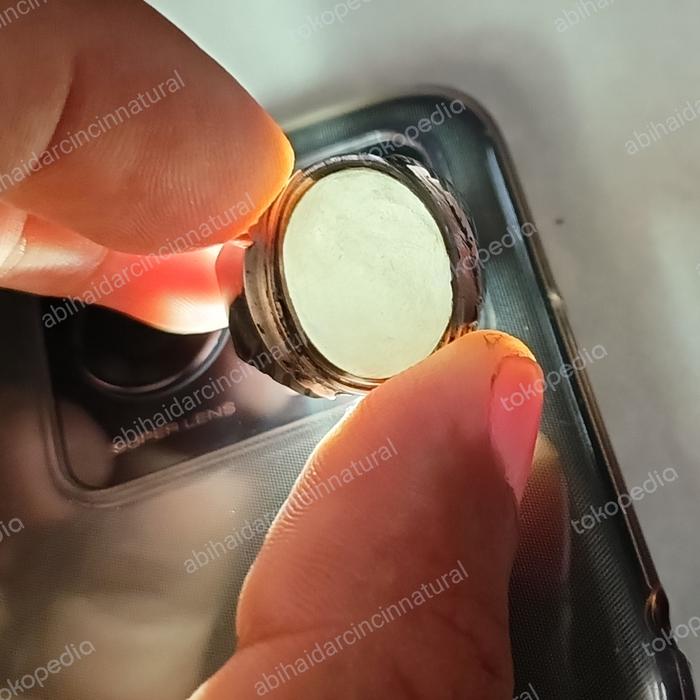cincin batu akik m4ni gajah salju emban monel mulus size 7