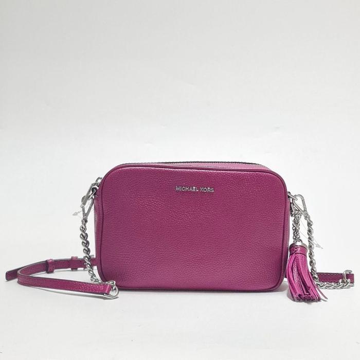 Tas Slempang Original MK Ginny Medium Camera Bag Leather Crossbody Garnet Purple