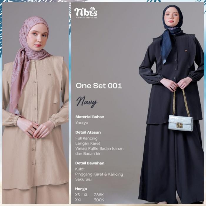 NIBRAS One Set 001 Warna Navy Setelan Wanita Bawahan Celana Kulot Ori