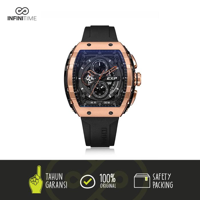 Jam Tangan Expedition E6782 6782 Black Rosegold List Orange Pria