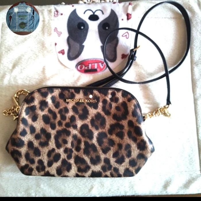 MK Leopard motif Cindy Dome Crossbody bag