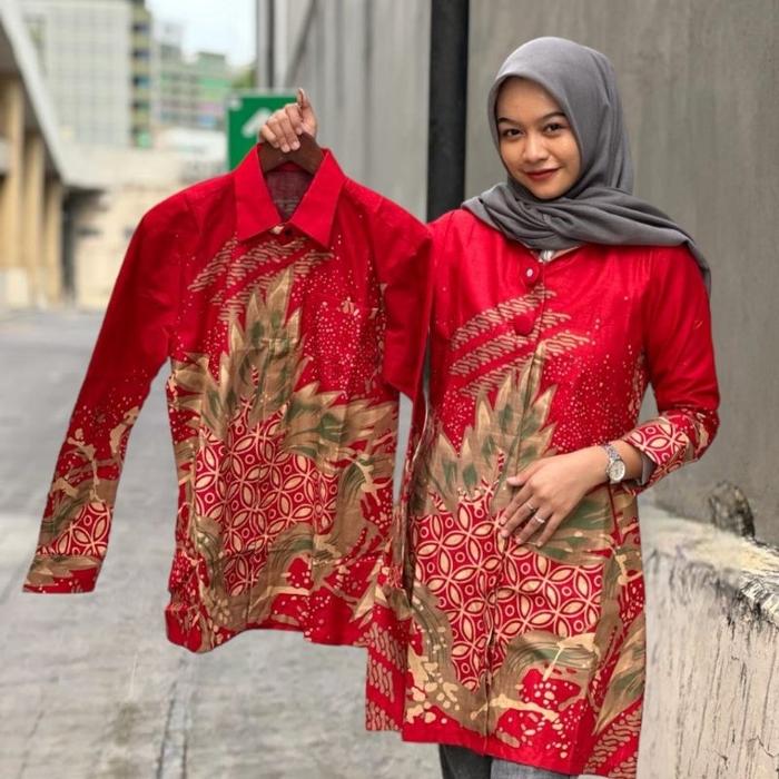 TW1 model baju tunik terbaru 2023 wanita berhijab kekinian batik