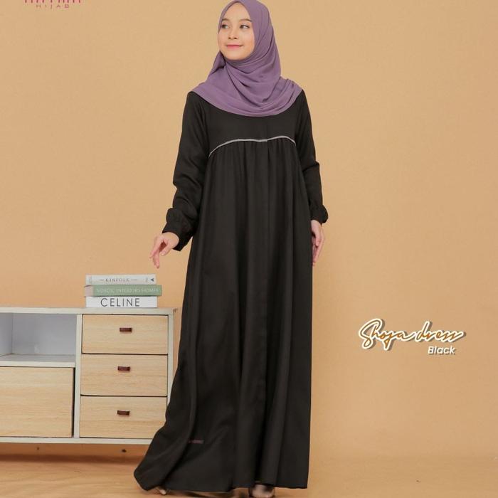 GAMIS SHOFA DRESS FANIA HIJAB/Gamis polos hitam putih by.nayma hijab
